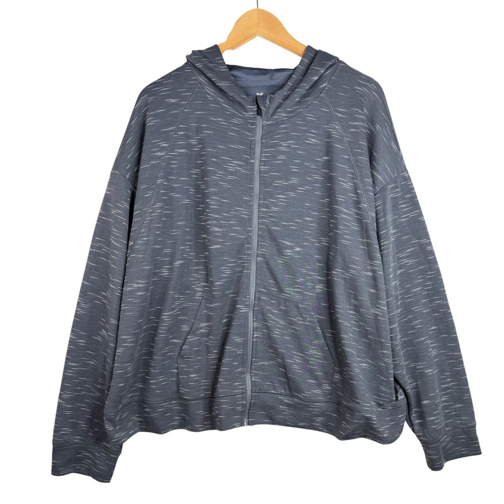 Xersion Womens Dark Gray Full Zip Activewear Hoodie Size Plus Size 3X
